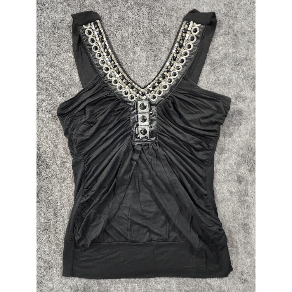 VINTAGE Moa Moa Embellished Shoulder Strap Top, Womens L, Juniors XL